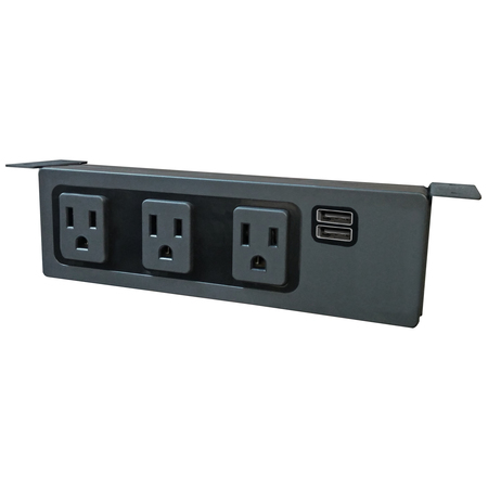 ELECTRIDUCT Under Table Power Center(3 Power, 2 USB)- Black PDC-SW-3P-2USB-UT